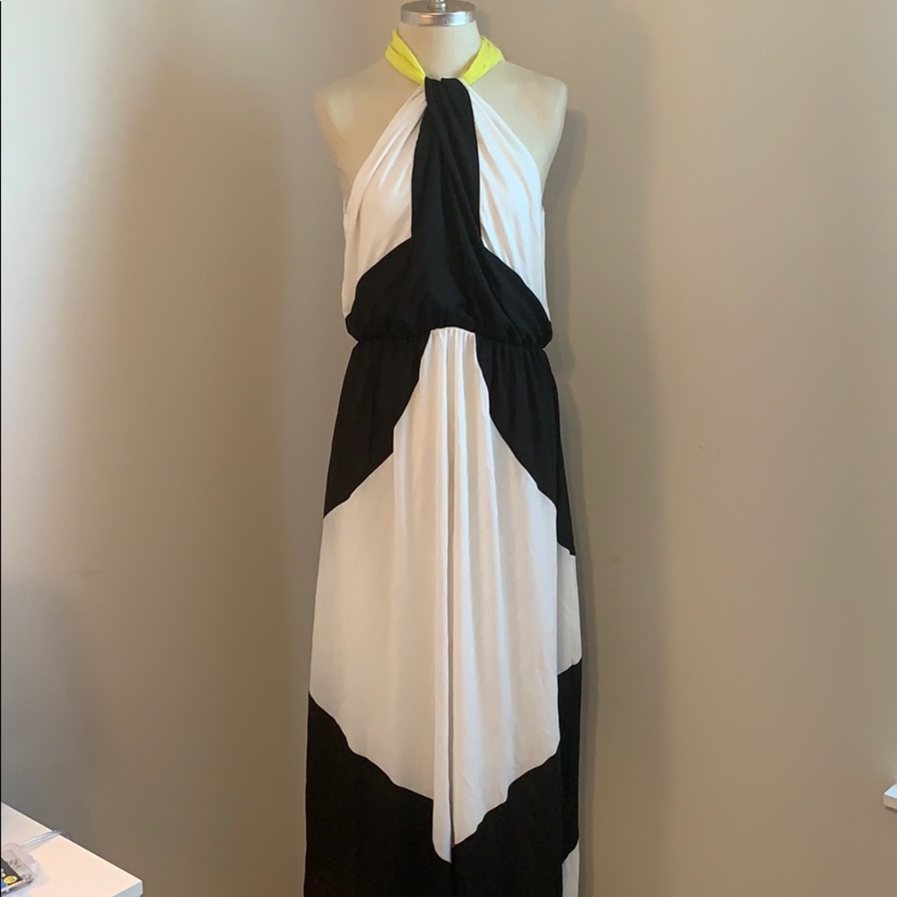 Chevron Color Block Maxi With Neon Collar - image 1